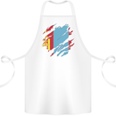 Torn Mongolia Flag Mongolian Day Football Cotton Apron 100% Organic White