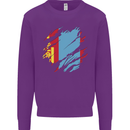 Torn Mongolia Flag Mongolian Day Football Kids Sweatshirt Jumper Purple