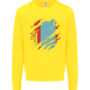 Torn Mongolia Flag Mongolian Day Football Kids Sweatshirt Jumper Yellow