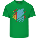 Torn Mongolia Flag Mongolian Day Football Kids T-Shirt Childrens Irish Green