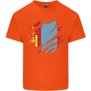 Torn Mongolia Flag Mongolian Day Football Kids T-Shirt Childrens Orange