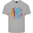 Torn Mongolia Flag Mongolian Day Football Kids T-Shirt Childrens Sports Grey