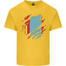 Torn Mongolia Flag Mongolian Day Football Kids T-Shirt Childrens Yellow
