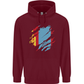 Torn Mongolia Flag Mongolian Day Football Mens 80% Cotton Hoodie Maroon