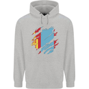 Torn Mongolia Flag Mongolian Day Football Mens 80% Cotton Hoodie Sports Grey
