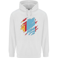 Torn Mongolia Flag Mongolian Day Football Mens 80% Cotton Hoodie White