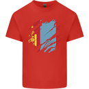 Torn Mongolia Flag Mongolian Day Football Mens Cotton T-Shirt Tee Top Red