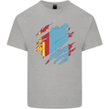 Torn Mongolia Flag Mongolian Day Football Mens Cotton T-Shirt Tee Top Sports Grey