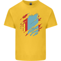 Torn Mongolia Flag Mongolian Day Football Mens Cotton T-Shirt Tee Top Yellow