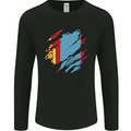 Torn Mongolia Flag Mongolian Day Football Mens Long Sleeve T-Shirt Black