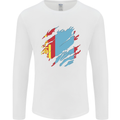 Torn Mongolia Flag Mongolian Day Football Mens Long Sleeve T-Shirt White