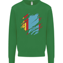Torn Mongolia Flag Mongolian Day Football Mens Sweatshirt Jumper Irish Green