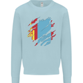 Torn Mongolia Flag Mongolian Day Football Mens Sweatshirt Jumper Light Blue