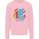 Torn Mongolia Flag Mongolian Day Football Mens Sweatshirt Jumper Light Pink