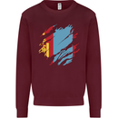 Torn Mongolia Flag Mongolian Day Football Mens Sweatshirt Jumper Maroon