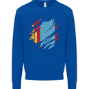 Torn Mongolia Flag Mongolian Day Football Mens Sweatshirt Jumper Royal Blue