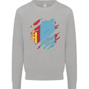 Torn Mongolia Flag Mongolian Day Football Mens Sweatshirt Jumper Sports Grey