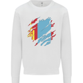 Torn Mongolia Flag Mongolian Day Football Mens Sweatshirt Jumper White