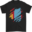 Torn Mongolia Flag Mongolian Day Football Mens T-Shirt 100% Cotton Black