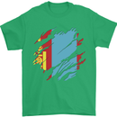 Torn Mongolia Flag Mongolian Day Football Mens T-Shirt 100% Cotton Irish Green