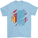 Torn Mongolia Flag Mongolian Day Football Mens T-Shirt 100% Cotton Light Blue