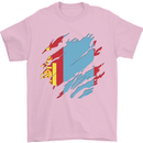 Torn Mongolia Flag Mongolian Day Football Mens T-Shirt 100% Cotton Light Pink