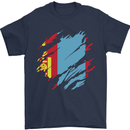 Torn Mongolia Flag Mongolian Day Football Mens T-Shirt 100% Cotton Navy Blue