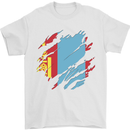 Torn Mongolia Flag Mongolian Day Football Mens T-Shirt 100% Cotton White