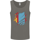 Torn Mongolia Flag Mongolian Day Football Mens Vest Tank Top Charcoal