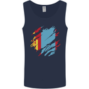 Torn Mongolia Flag Mongolian Day Football Mens Vest Tank Top Navy Blue