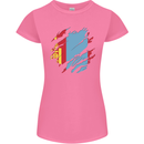 Torn Mongolia Flag Mongolian Day Football Womens Petite Cut T-Shirt Azalea