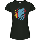 Torn Mongolia Flag Mongolian Day Football Womens Petite Cut T-Shirt Black