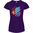 Torn Mongolia Flag Mongolian Day Football Womens Petite Cut T-Shirt Purple