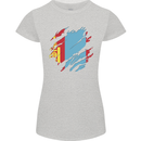 Torn Mongolia Flag Mongolian Day Football Womens Petite Cut T-Shirt Sports Grey