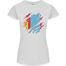 Torn Mongolia Flag Mongolian Day Football Womens Petite Cut T-Shirt White