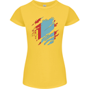 Torn Mongolia Flag Mongolian Day Football Womens Petite Cut T-Shirt Yellow