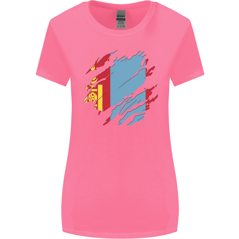 Torn Mongolia Flag Mongolian Day Football Womens Wider Cut T-Shirt Azalea