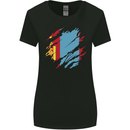Torn Mongolia Flag Mongolian Day Football Womens Wider Cut T-Shirt Black