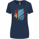 Torn Mongolia Flag Mongolian Day Football Womens Wider Cut T-Shirt Navy Blue