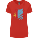Torn Mongolia Flag Mongolian Day Football Womens Wider Cut T-Shirt Red