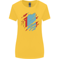 Torn Mongolia Flag Mongolian Day Football Womens Wider Cut T-Shirt Yellow