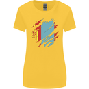 Torn Mongolia Flag Mongolian Day Football Womens Wider Cut T-Shirt Yellow