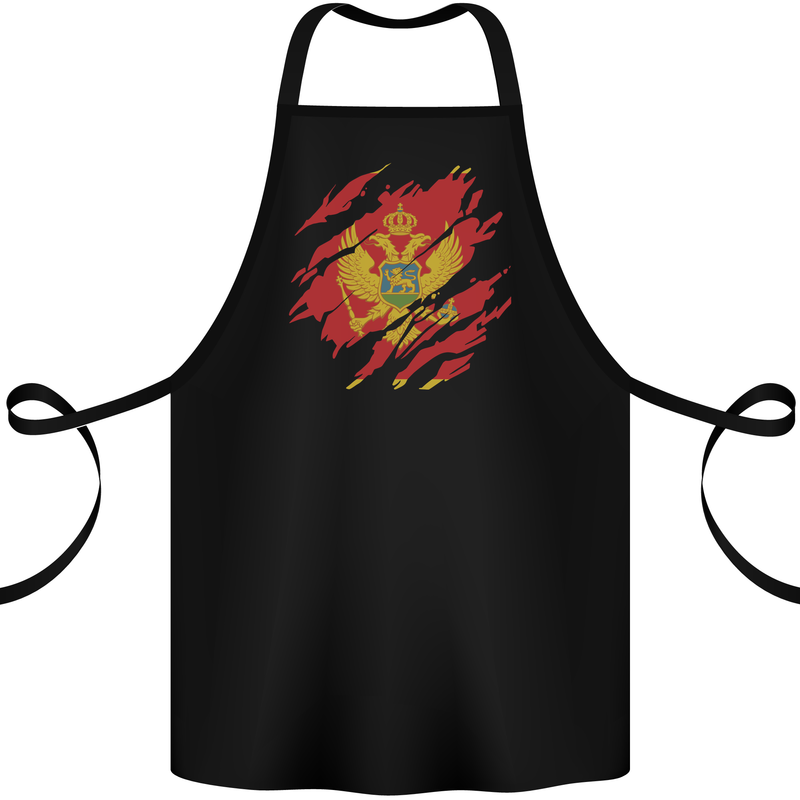 Torn Montenegro Flag Montenegrin Day Football Cotton Apron 100% Organic Black