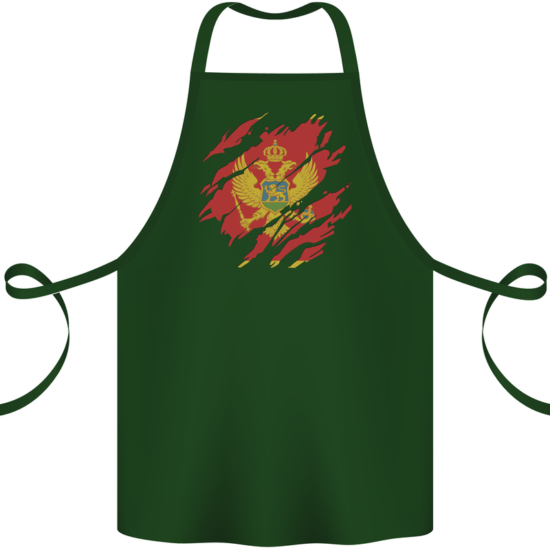 Torn Montenegro Flag Montenegrin Day Football Cotton Apron 100% Organic Forest Green
