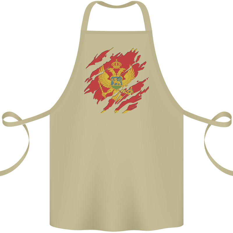 Torn Montenegro Flag Montenegrin Day Football Cotton Apron 100% Organic Khaki