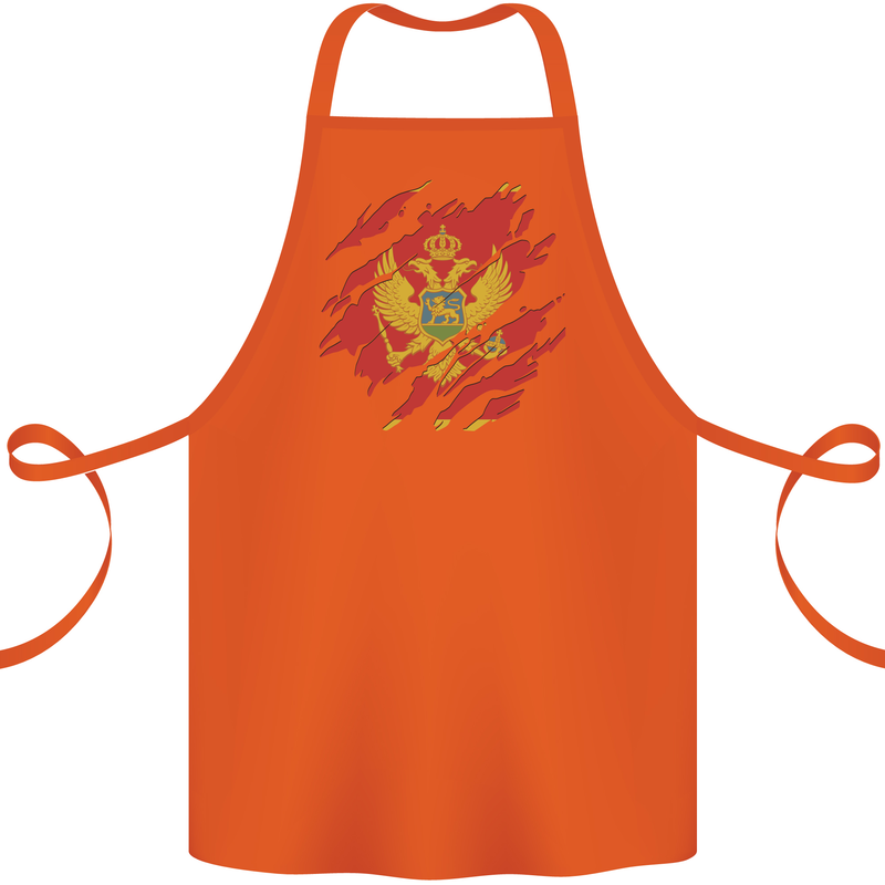 Torn Montenegro Flag Montenegrin Day Football Cotton Apron 100% Organic Orange