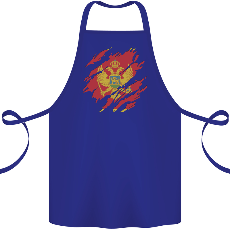Torn Montenegro Flag Montenegrin Day Football Cotton Apron 100% Organic Royal Blue