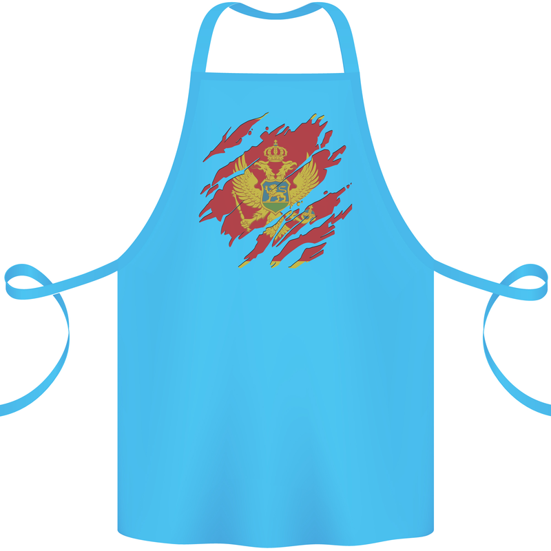 Torn Montenegro Flag Montenegrin Day Football Cotton Apron 100% Organic Turquoise