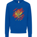 Torn Montenegro Flag Montenegrin Day Football Kids Sweatshirt Jumper Royal Blue