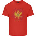 Torn Montenegro Flag Montenegrin Day Football Kids T-Shirt Childrens Red